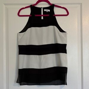 Parker Black and White Striped Silk Top